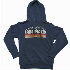 Techstyles Navy Blue Lake Placid Graphic Hoodie - Unisex Size ADK NY Tourist